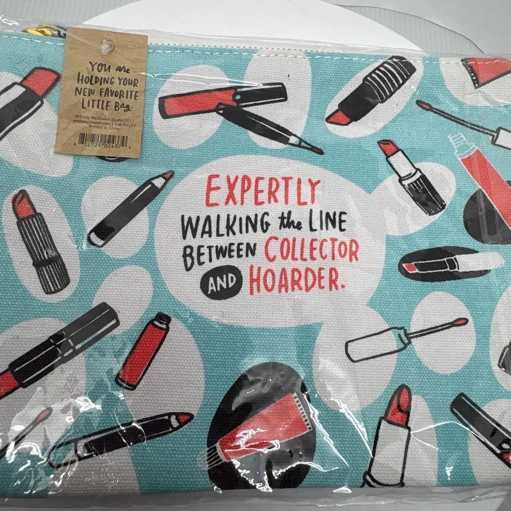 Emily McDowell Cosmetic Bag Makeup Pouch Expertly Walking Collector Hoarder - Picture 6 of 8